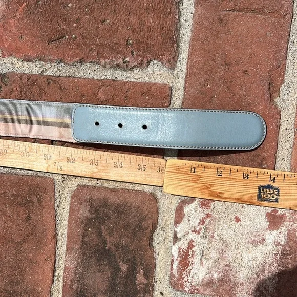 Gucci Multicolor Stripe Canvas and Leather Interlocking G Buckle Belt . Size 36 - Picture 16 of 17